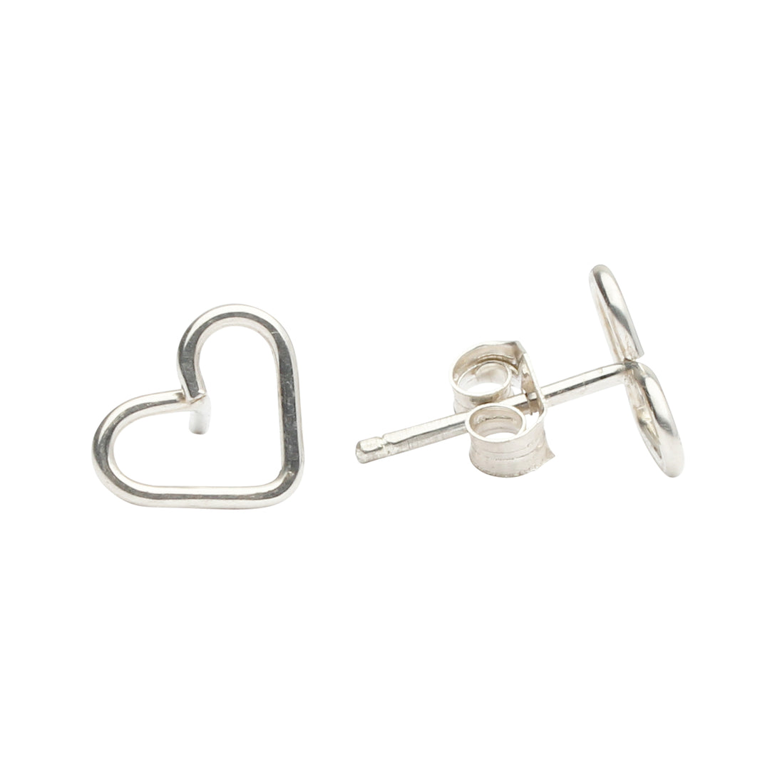 Heart Wirewrapped Studs - Earrings - Silver - Silver - Azil Boutique