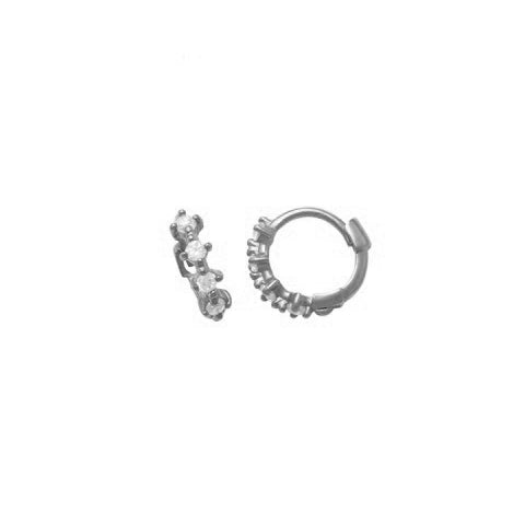 10k Solid Gold Prong CZ Huggie - Earrings - White Gold - White Gold / 7mm - Sold Individually - Azil Boutique