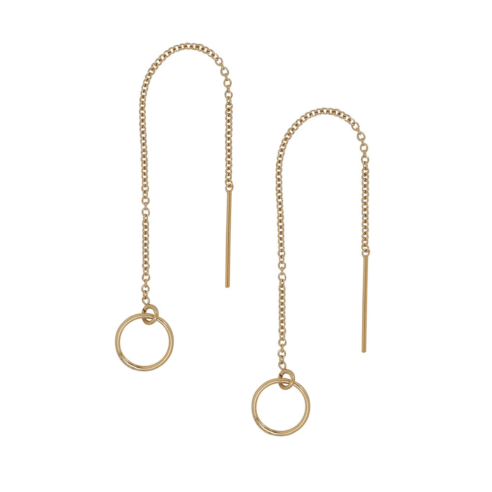 Geometric Ear Threaders (more shapes) - Earrings - Circle - Circle / Gold - Azil Boutique