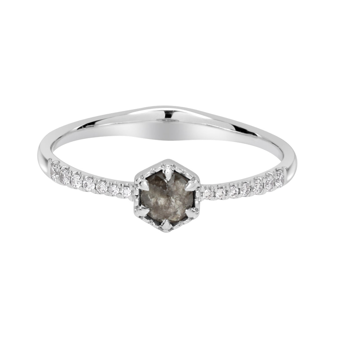 18K Rose Cut Sliced Diamond Ring - Rings - White Gold - White Gold / 5 - Azil Boutique