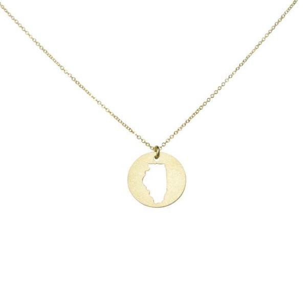 SALE - State Outline Necklace - Necklaces - Gold - Gold / IL - Azil Boutique