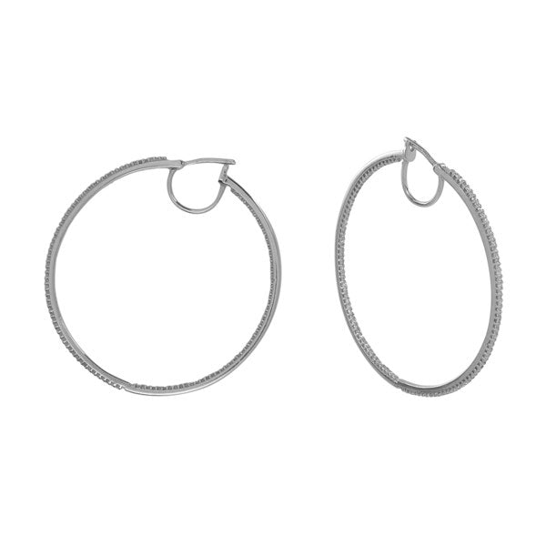 Diamond Hoop Earrings - Earrings - 14k White Gold - 14k White Gold - Azil Boutique