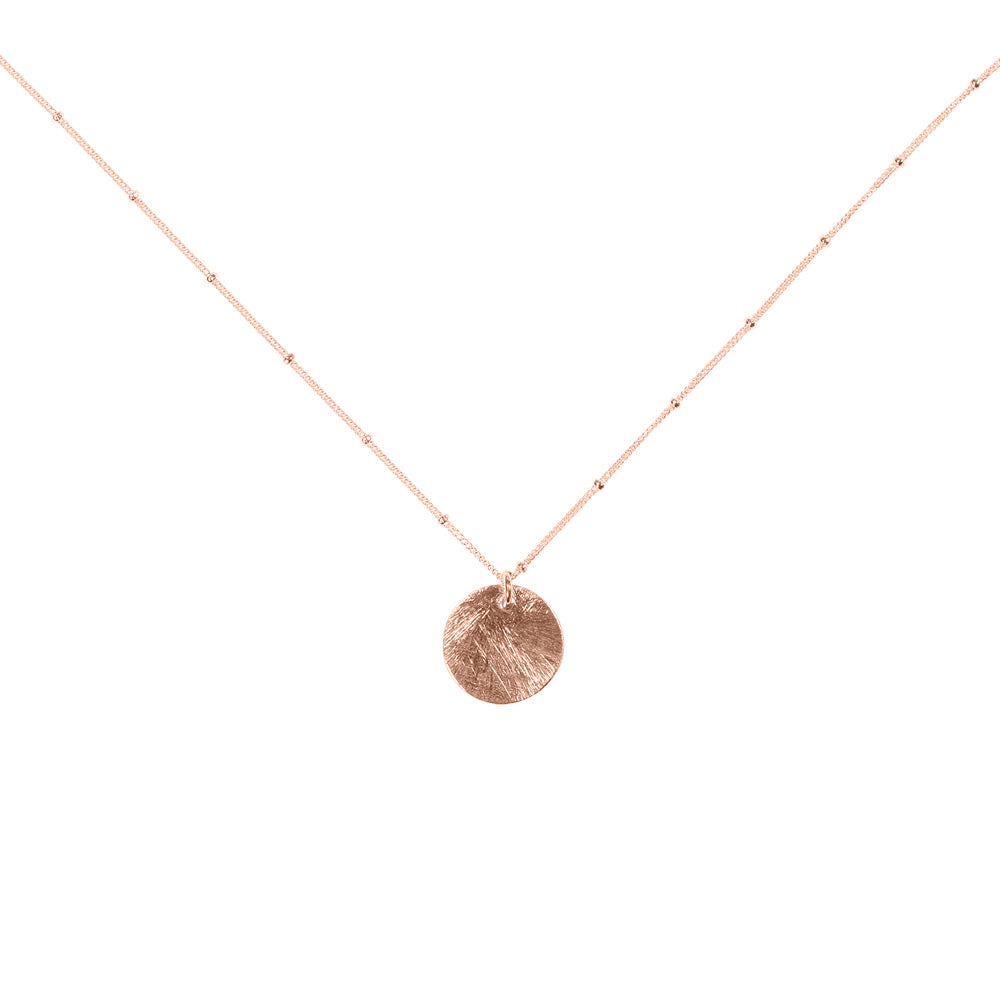Brushed Disc on Ball Chain Necklace - Necklaces - Rosegold - Rosegold / Small Disc - Azil Boutique