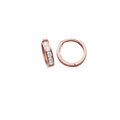 10k Solid Gold Channel CZ Huggie - Earrings - Small - Sold Individually - Small - Sold Individually / Rose Gold - Azil Boutique