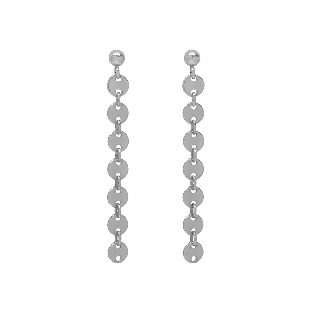Tiny Disc Drop Earrings - Earrings - Silver - Silver - Azil Boutique