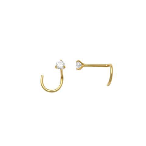 10k Solid Gold 2mm CZ Nose Stud - Earrings - Yellow Gold - Yellow Gold - Azil Boutique