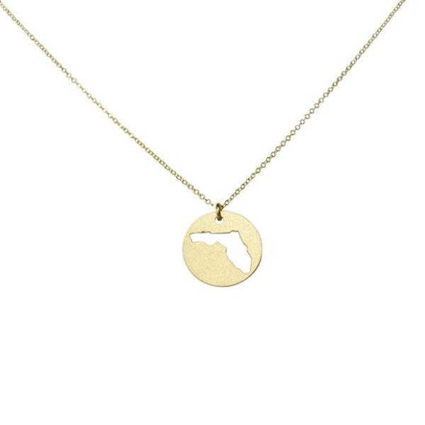 SALE - State Outline Necklace - Necklaces - Gold - Gold / FL - Azil Boutique