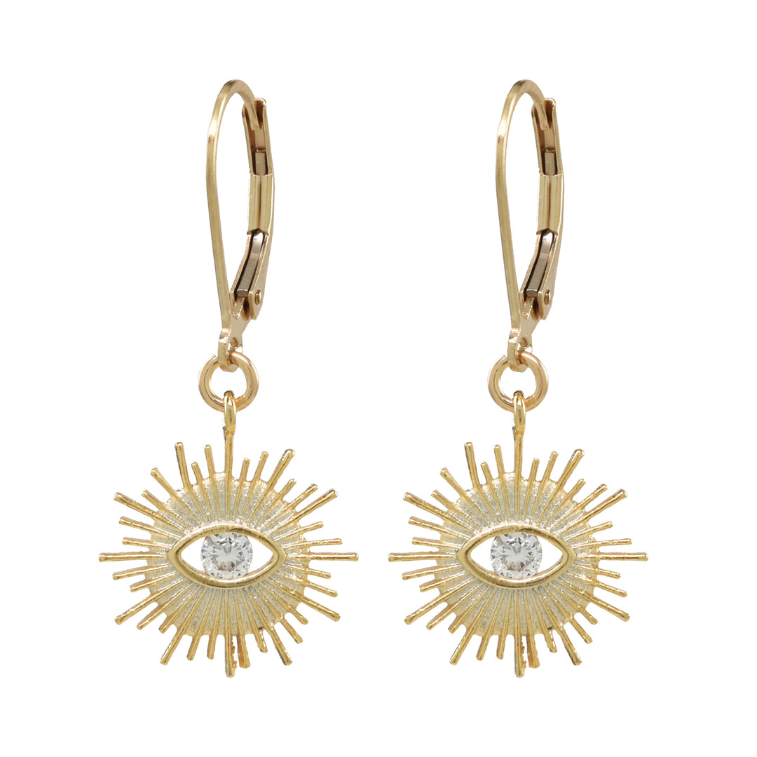 Leverback Stone Eye Earrings - Earrings - Clear - Clear / Gold - Azil Boutique