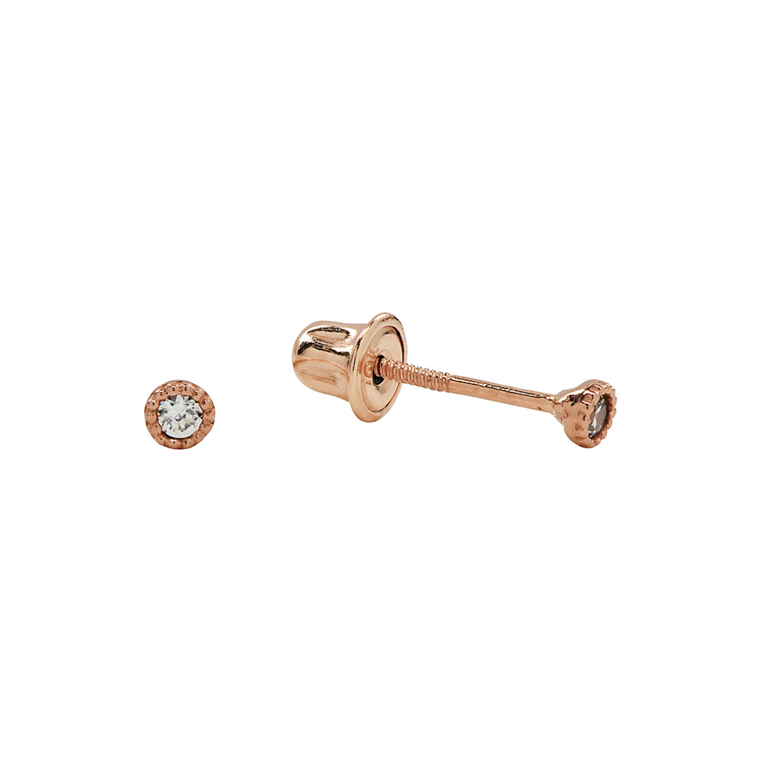10k Solid Gold CZ Scalloped Studs - Earrings - Rose Gold - Rose Gold - Azil Boutique