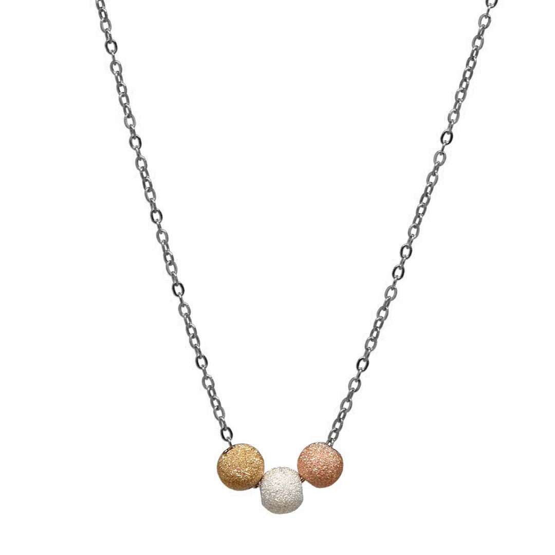 SALE - 3-Tone Stardust Ball Necklace - Necklaces - Silver - Silver - Azil Boutique