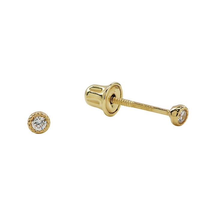 10k Solid Gold CZ Scalloped Studs - Earrings - Yellow Gold - Yellow Gold - Azil Boutique