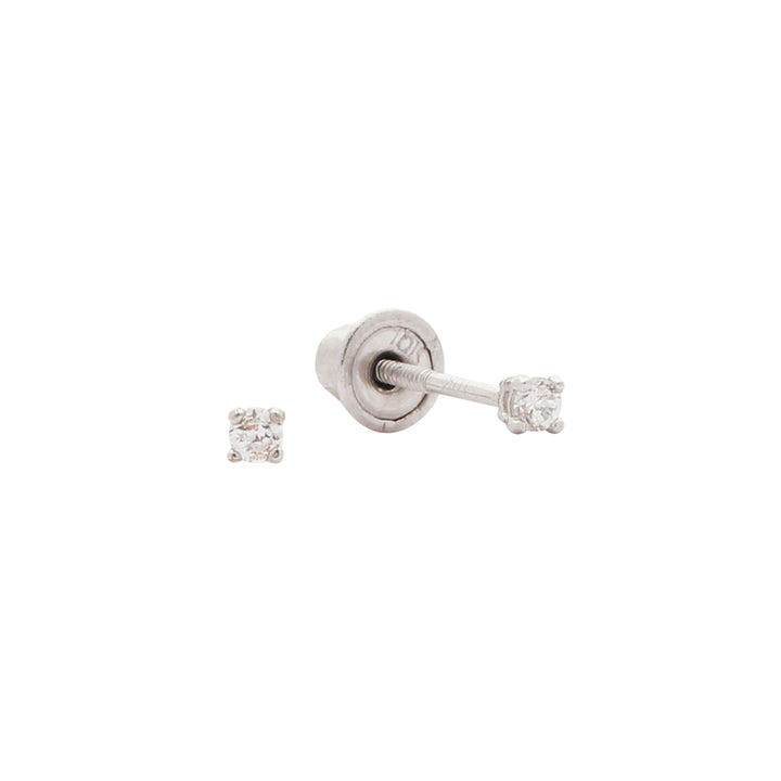 10k Solid Gold CZ Studs - Earrings - White Gold - White Gold / 3mm - Azil Boutique