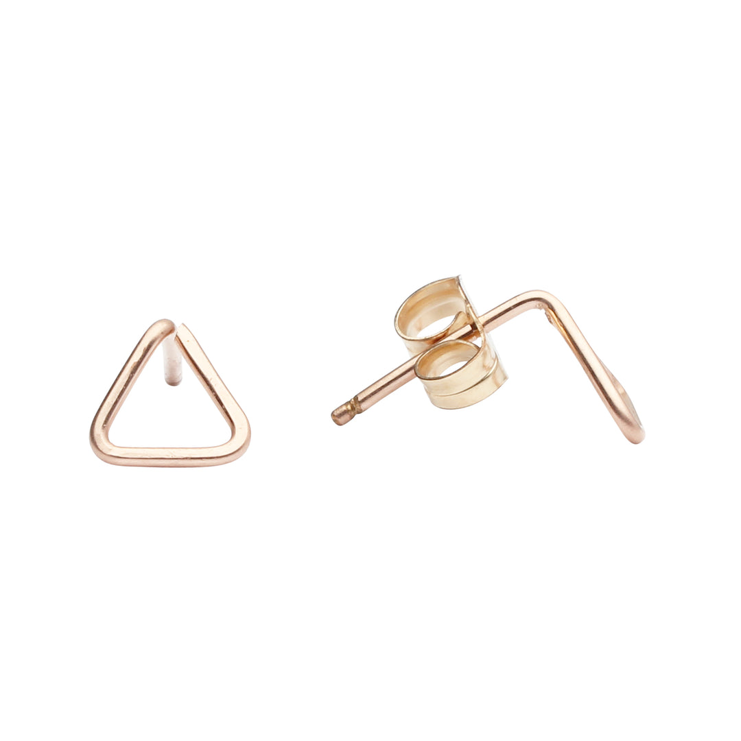 Triangle Wirewrapped Studs - Earrings - Rose Gold - Rose Gold - Azil Boutique