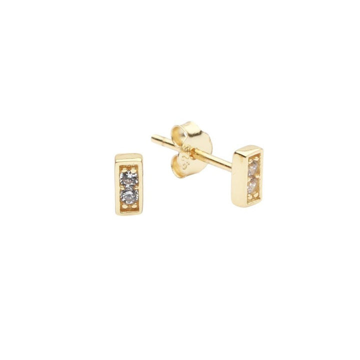 CZ Tiny Bar Studs - Earrings - Gold - Gold - Azil Boutique
