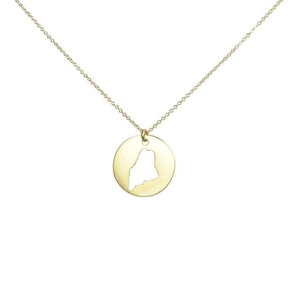 SALE - State Outline Necklace - Necklaces - Gold - Gold / ME - Azil Boutique
