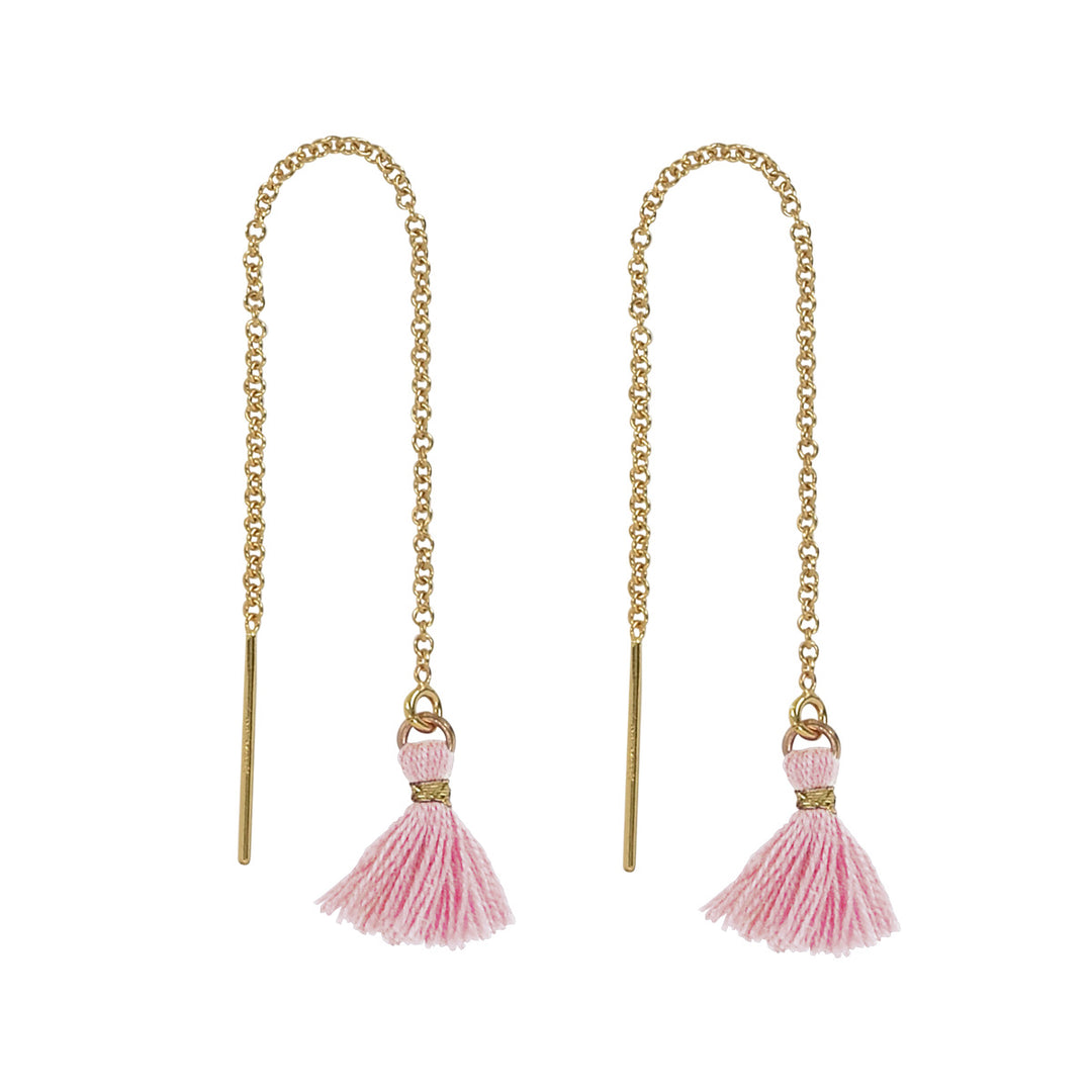 Tassel Ear Threaders - Earrings - Pink - Pink - Azil Boutique