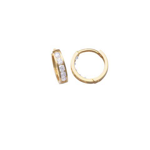 10k Solid Gold Channel CZ Huggie - Earrings - Small - Sold Individually - Small - Sold Individually / Yellow Gold - Azil Boutique