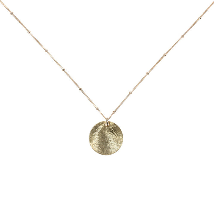 Brushed Disc on Ball Chain Necklace - Necklaces - Gold - Gold / Medium Disc - Azil Boutique