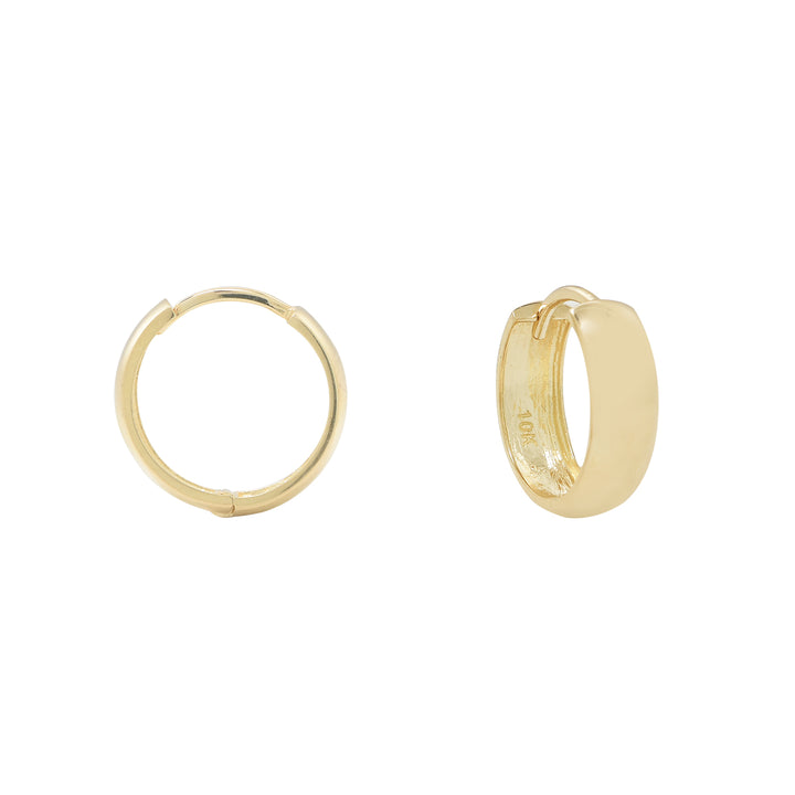 10k Solid Gold Thick Huggies - Earrings - Yellow Gold - Yellow Gold / Small - Azil Boutique