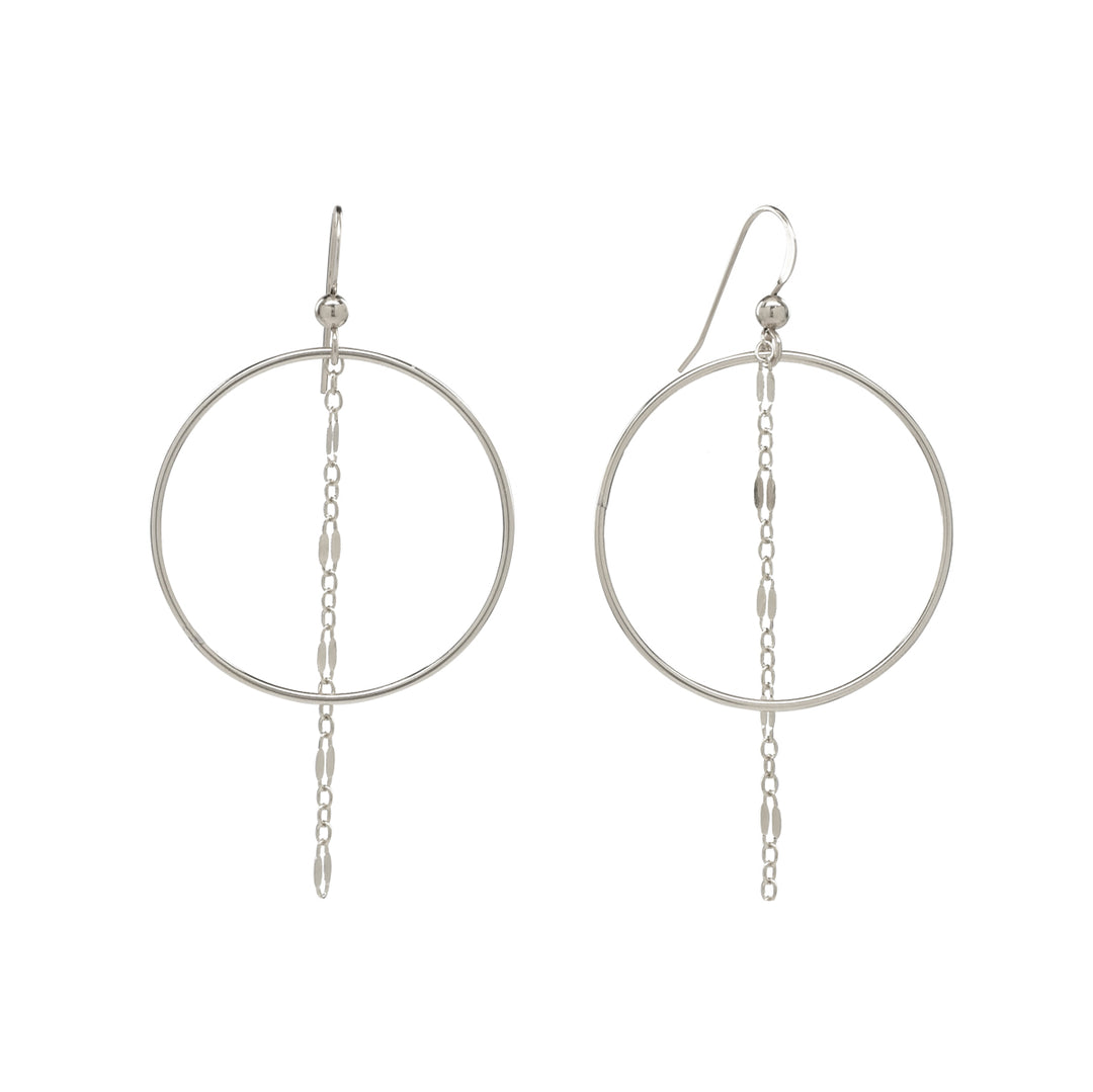 Hoop Dangle Chain Earrings - Earrings - Silver - Silver - Azil Boutique