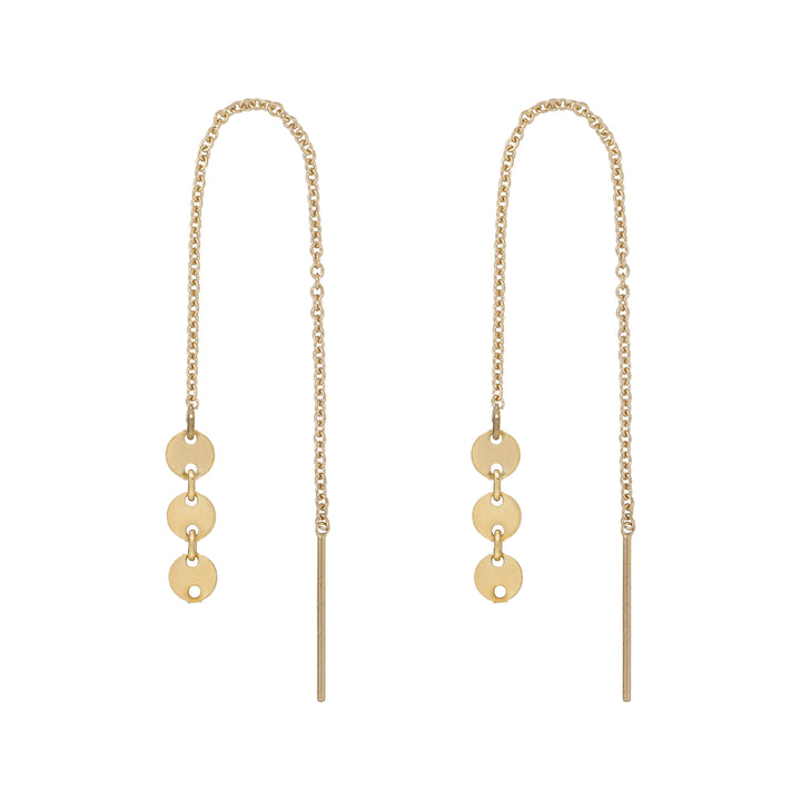 Geometric Ear Threaders (more shapes) - Earrings - 3 Discs - 3 Discs / Gold - Azil Boutique