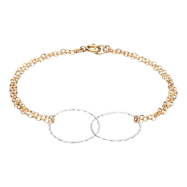Double Diamond Cut Circles Bracelet - Bracelets - Silver Circles/Gold Chain - Silver Circles/Gold Chain - Azil Boutique