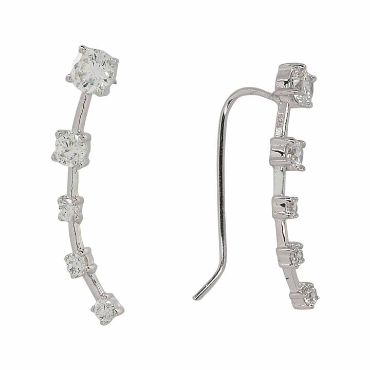 Curved Graduated CZ Crawler - Earrings - Small - Small / Silver / Left - Azil Boutique