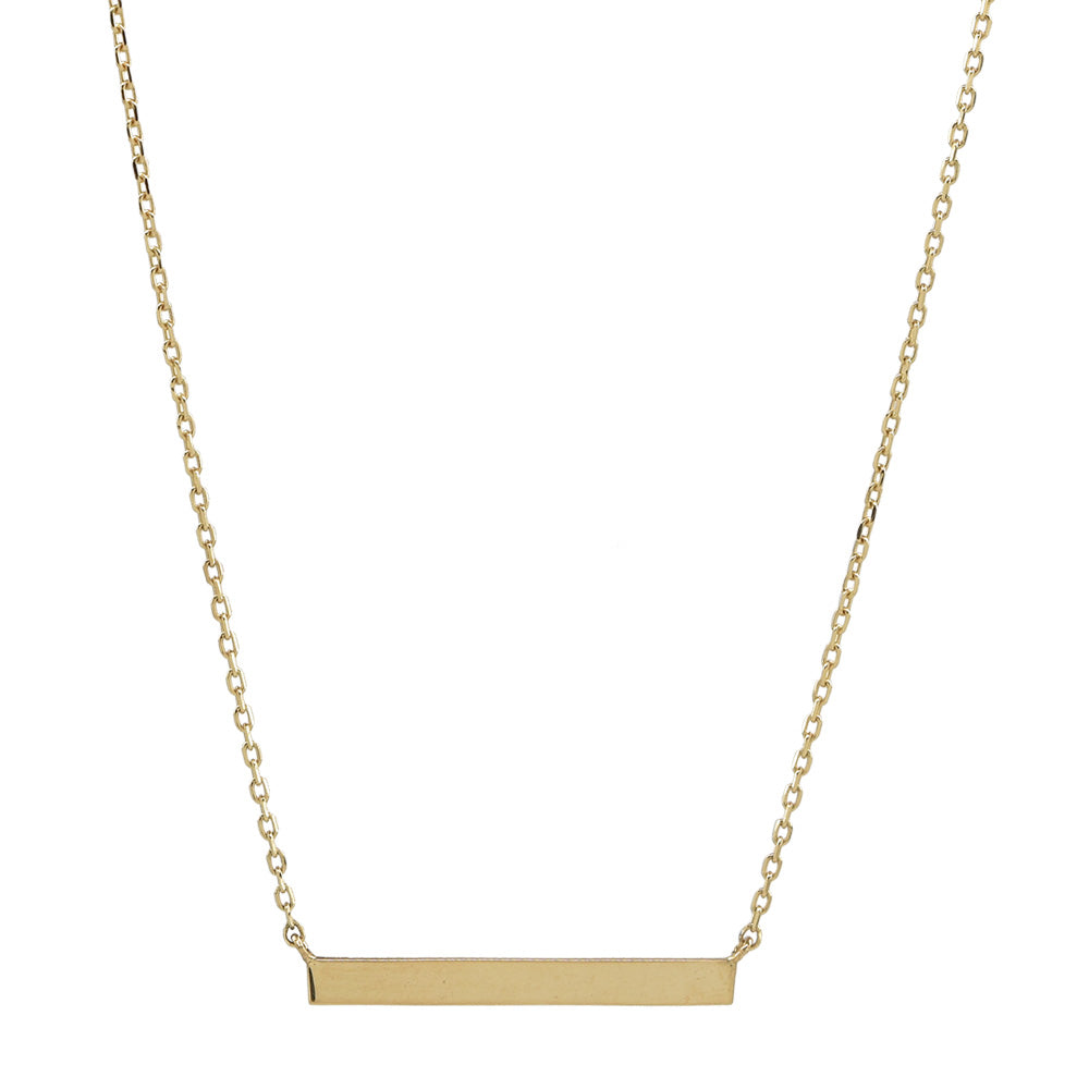 10k Solid Gold Thin Bar Necklace - Necklaces - Yellow Gold - Yellow Gold - Azil Boutique