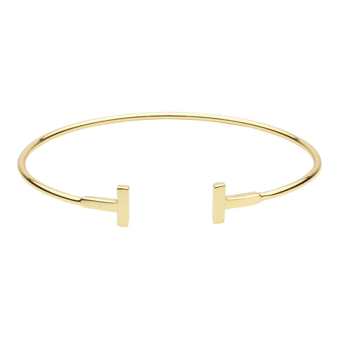 Double Bar Thin Cuff - Bracelets - Gold - Gold - Azil Boutique