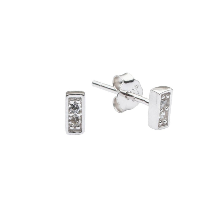 CZ Tiny Bar Studs - Earrings - Silver - Silver - Azil Boutique