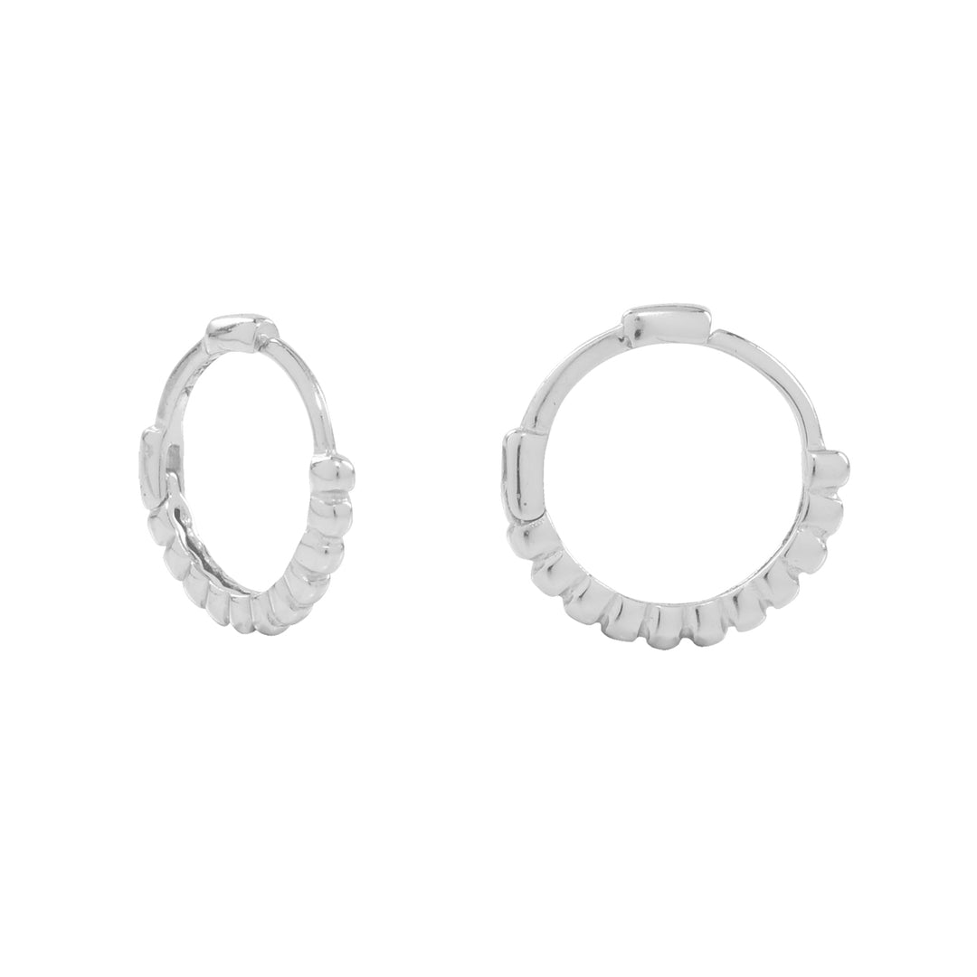 Beaded Huggies - Earrings - Silver - Silver - Azil Boutique