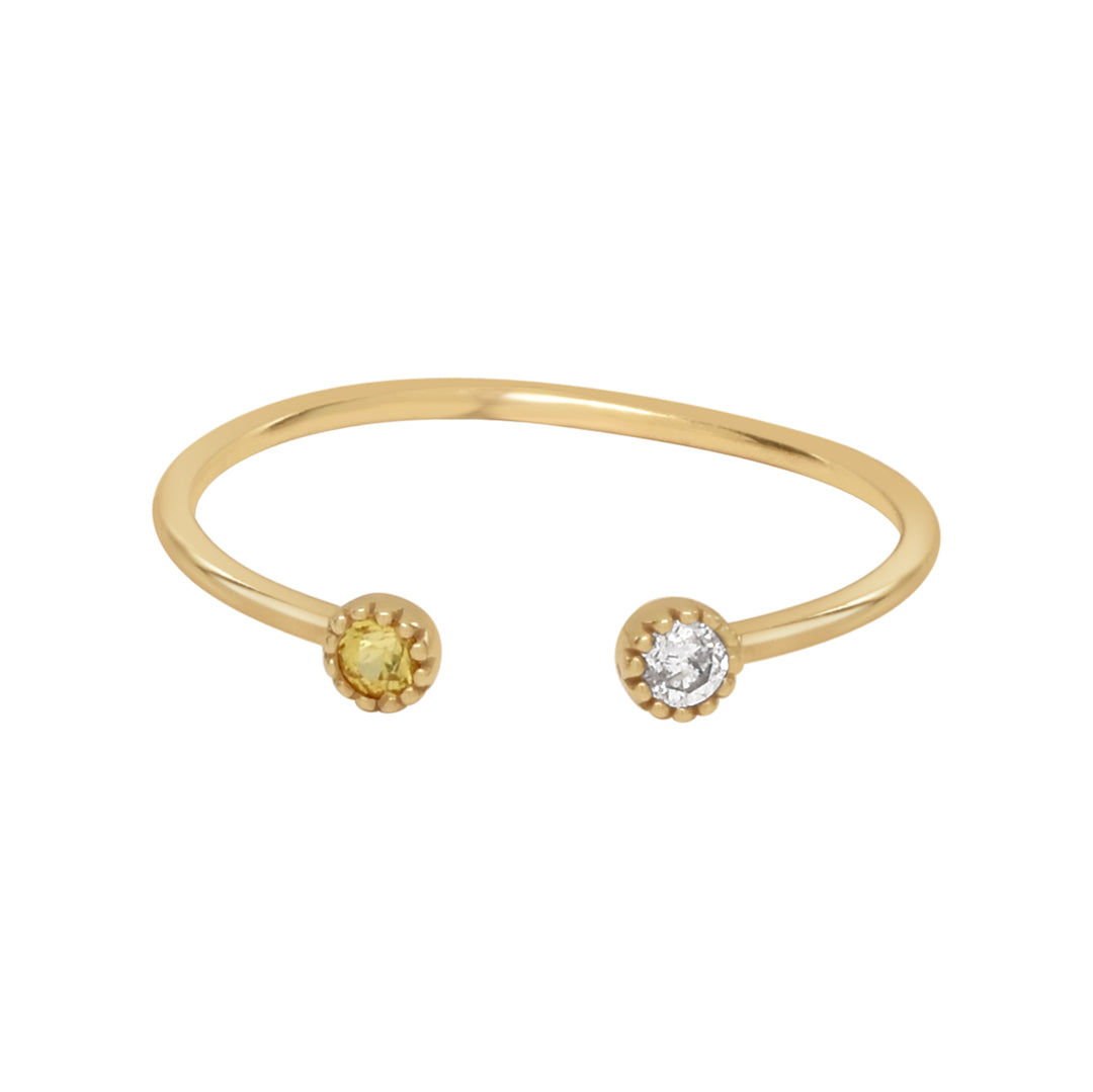 18K Diamond & Yellow Sapphire Open Band Ring - Rings - Yellow Gold - Yellow Gold / 5 - Azil Boutique