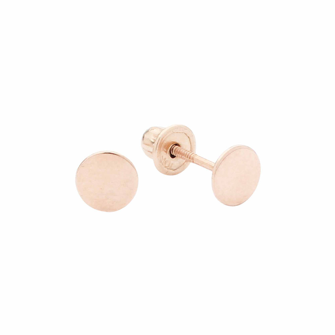 10k Solid Gold Tiny Circle Studs - Earrings - 4mm - 4mm / Rose Gold - Azil Boutique