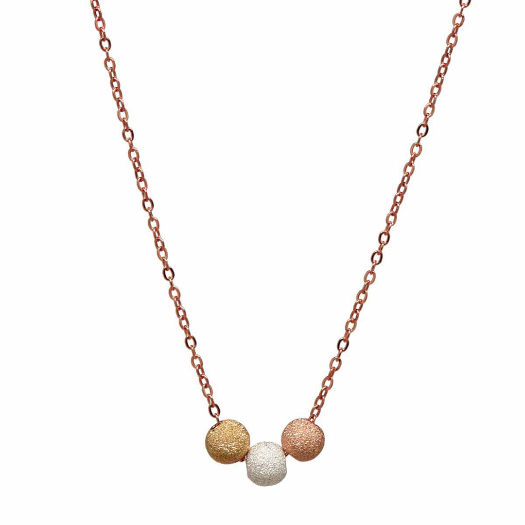 SALE - 3-Tone Stardust Ball Necklace - Necklaces - Rosegold - Rosegold - Azil Boutique