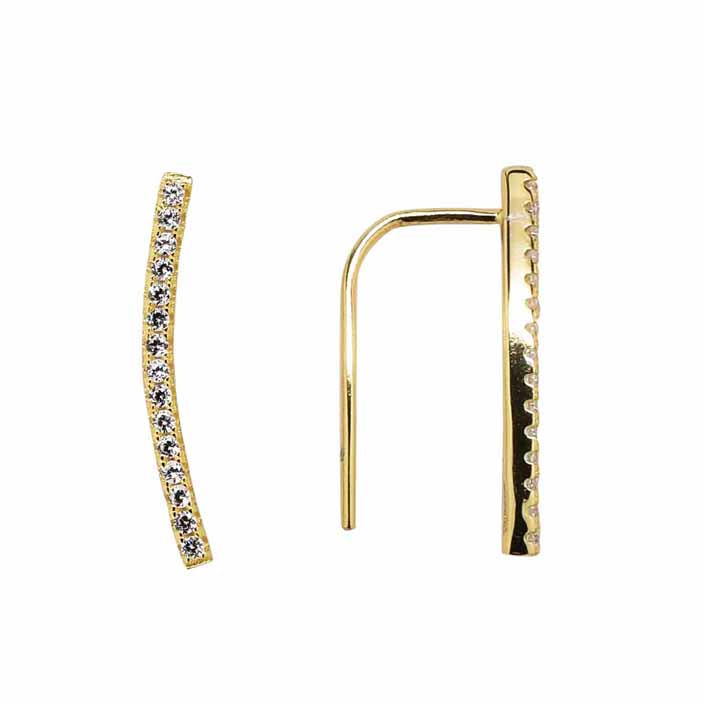 SALE - Curved CZ Ear Crawler - Earrings - Gold - Gold / Large / Left - Azil Boutique