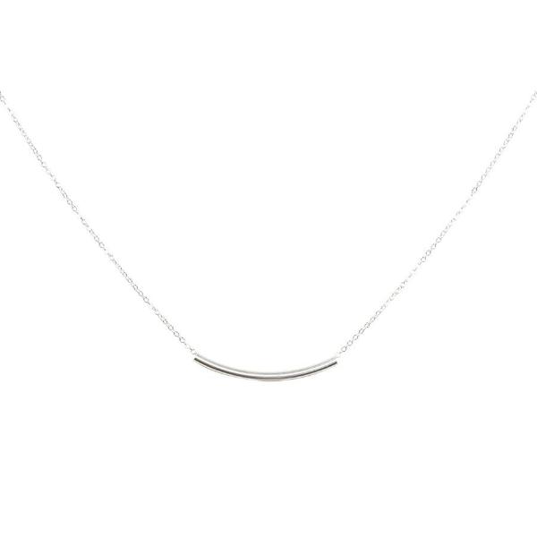 Curved Tube Necklace - Necklaces - Silver - Silver - Azil Boutique