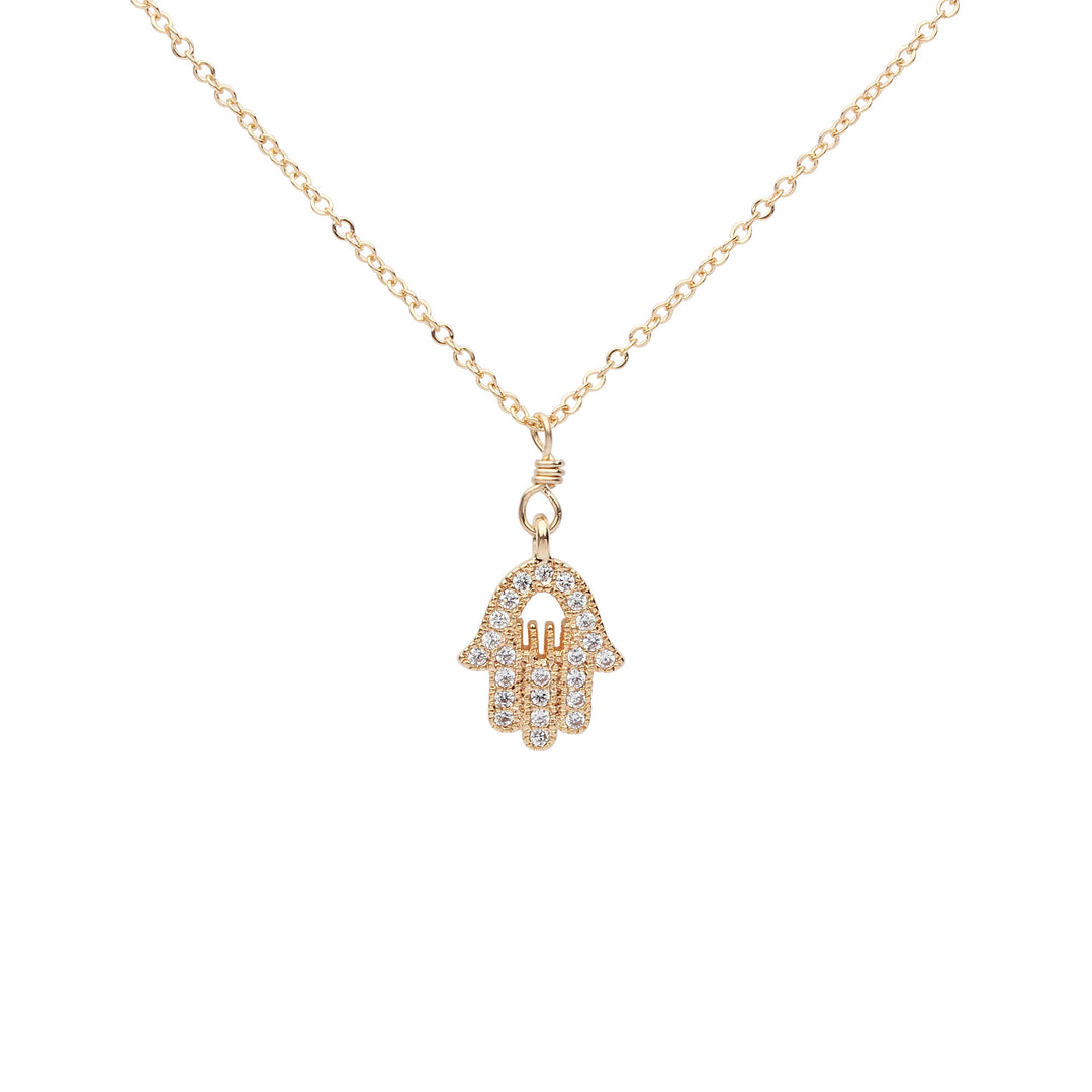 CZ Khamsa Necklace - Necklaces - Gold - Gold - Azil Boutique