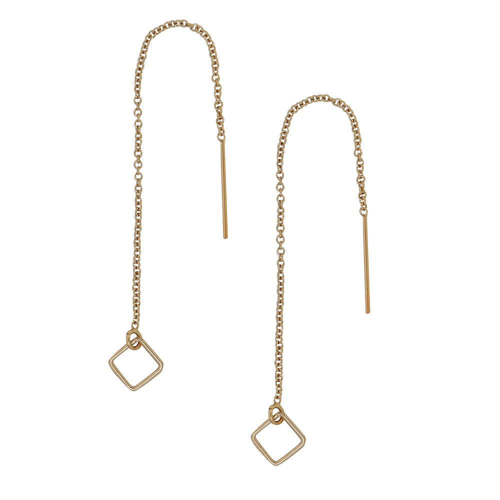 Geometric Ear Threaders (more shapes) - Earrings - Square - Square / Gold - Azil Boutique