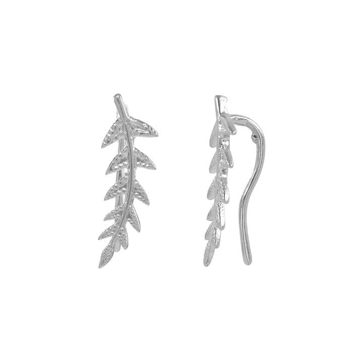 Leaf Ear Crawlers - Earrings - Silver - Silver / Right - Azil Boutique