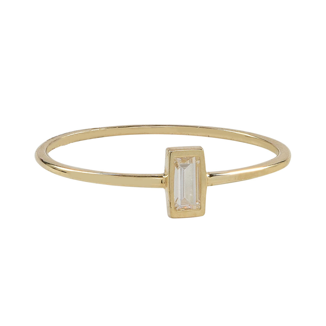 10k Solid Gold Vertical CZ Baguette Ring - Rings - Yellow Gold - Yellow Gold / 5 - Azil Boutique