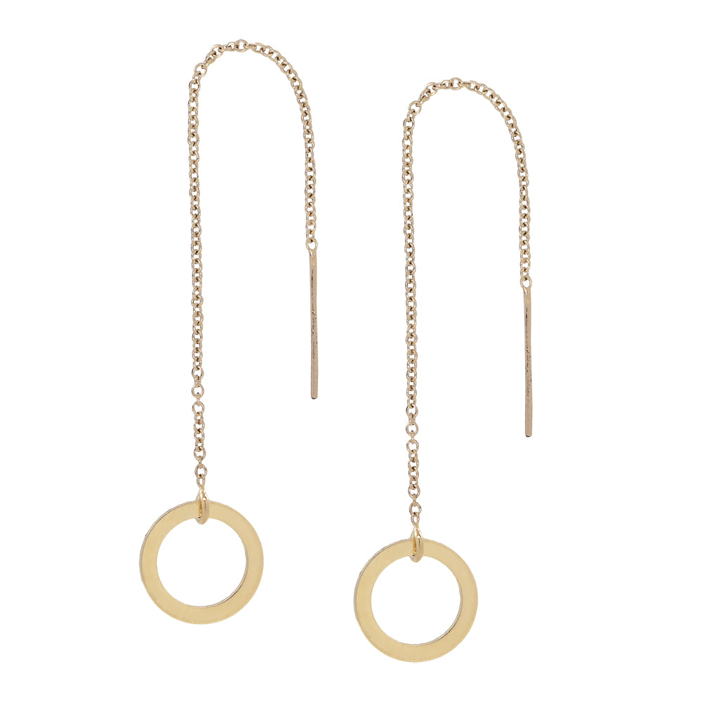 Geometric Ear Threaders (more shapes) - Earrings - Flat Circle - Flat Circle / Gold - Azil Boutique