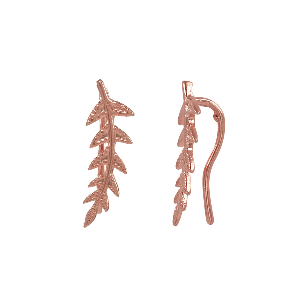 Leaf Ear Crawlers - Earrings - Rose Gold - Rose Gold / Right - Azil Boutique