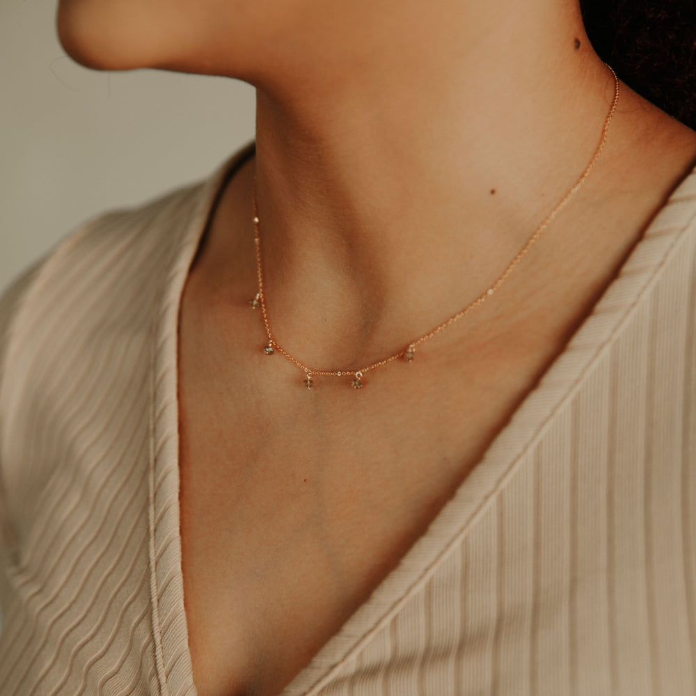 Tiny Labradorite Stone Drop Necklace - Necklaces -  -  - Azil Boutique