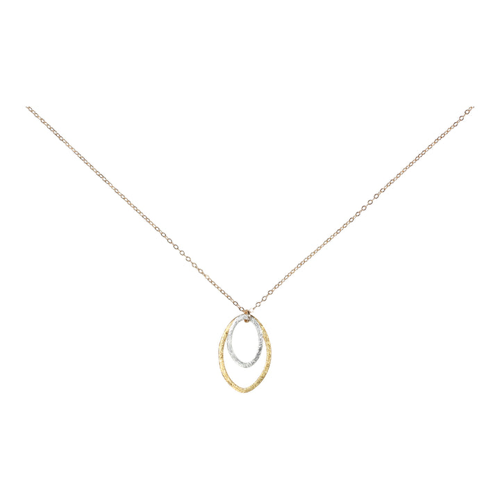Double Brushed Marquise Necklace - Necklaces - Silver Pendant l Gold Chain - Silver Pendant l Gold Chain - Azil Boutique