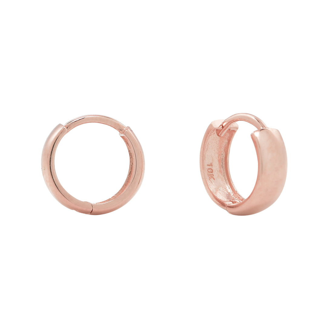 10k Solid Gold Thick Huggies - Earrings - Rose Gold - Rose Gold / Large - Azil Boutique