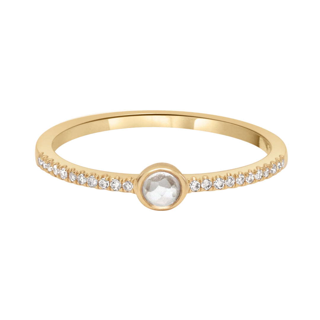 14k Moonstone Diamond Ring - Rings - 5 - 5 - Azil Boutique
