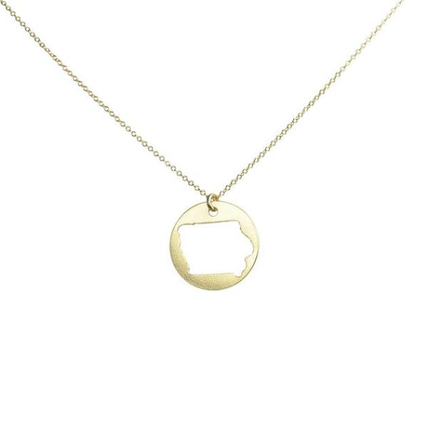 SALE - State Outline Necklace - Necklaces - Gold - Gold / IA - Azil Boutique