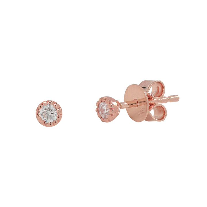 Diamonds Scalloped Prong Studs - Earrings - Rose Gold - Rose Gold - Azil Boutique