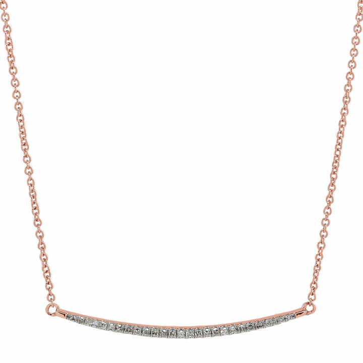 Thin Curved Bar Diamond Necklace - Necklaces - Rose Gold - Rose Gold - Azil Boutique