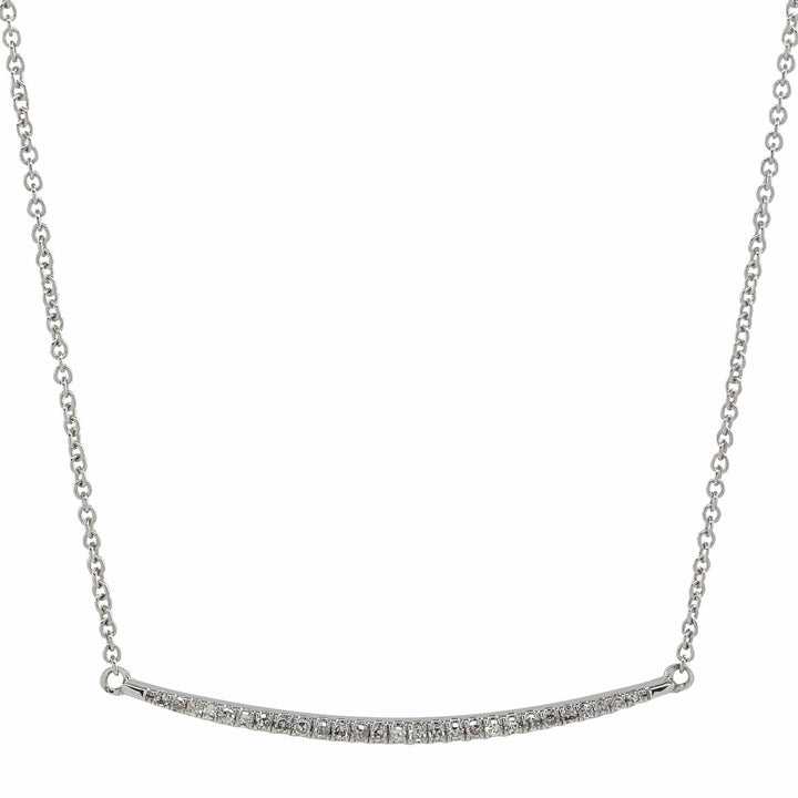 Thin Curved Bar Diamond Necklace - Necklaces - White Gold - White Gold - Azil Boutique